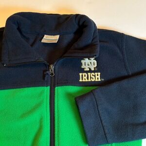 Columbia Notre Dame Fighting Irish Fleece Jacket Youth Large 14-16 Green Navy